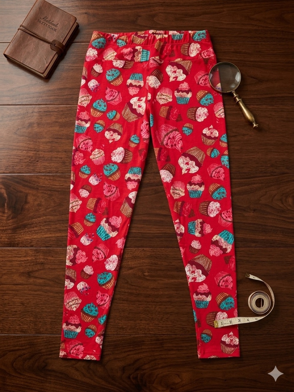 LuLaRoe Cupcake Print Red Leggings Soft Holiday Birthday Pattern HTF TC